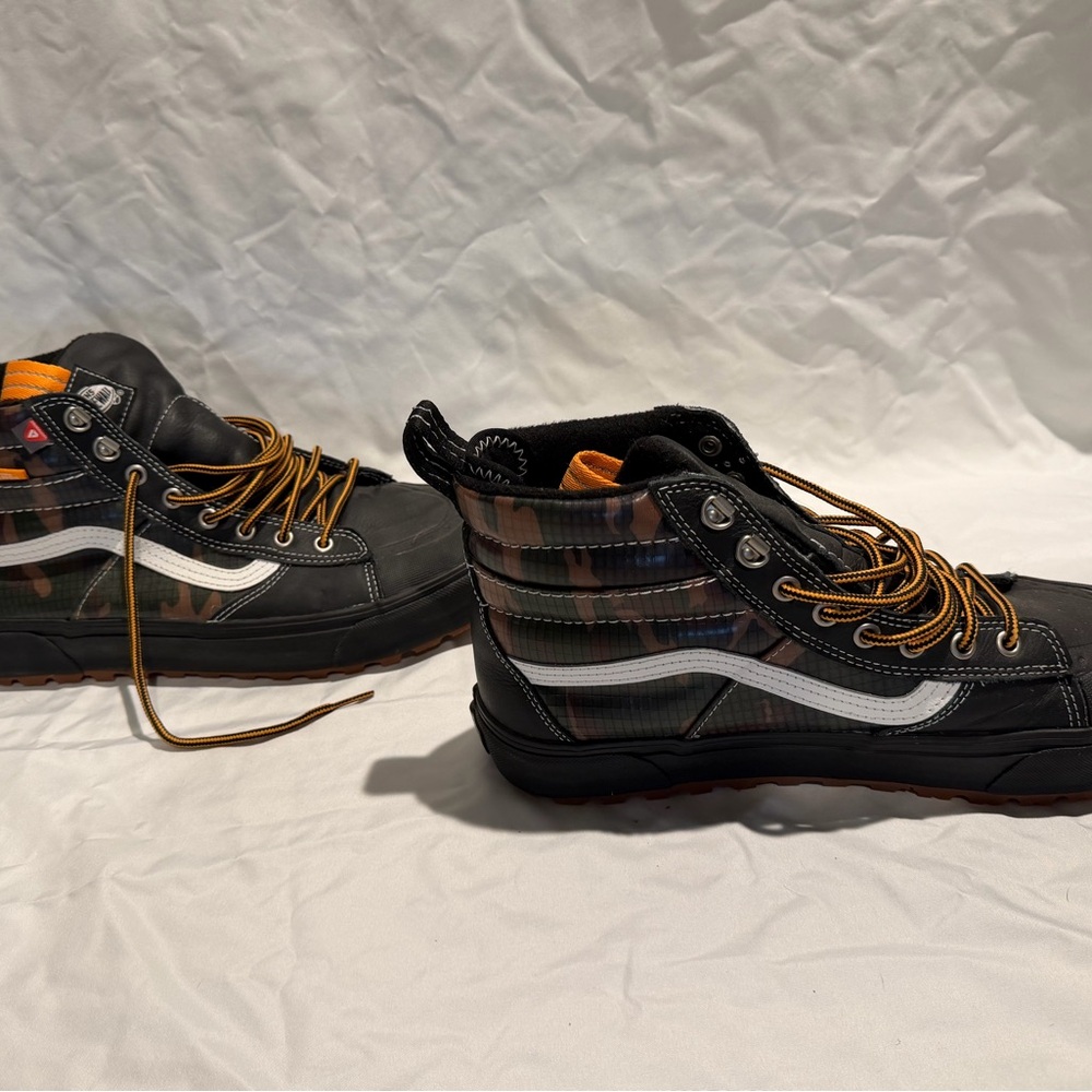 Vans Men's Black and Camouflage Sneakers with Orange Accents - Picture 3 of 7